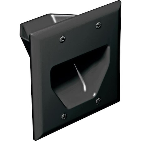 Datacomm Electronics Datacomm 45-0002-BK 2-Gang Recessed Low Voltage Cable Plate - Black 45-0002-BK